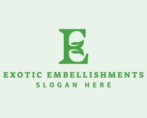 Leaf Natural Letter E logo design