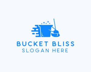 Sparkly Bucket Broom Cleaner logo design