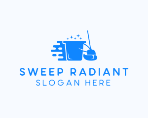 Sparkly Bucket Broom Cleaner logo design