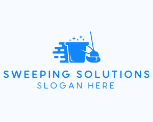 Sparkly Bucket Broom Cleaner logo design