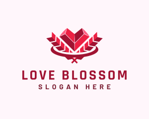 Heart Wreath Valentine logo design