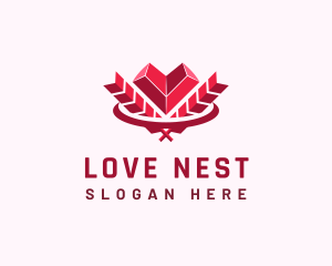 Heart Wreath Valentine logo design