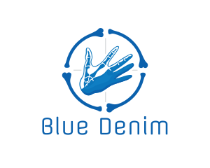 Blue Hand Bone Target logo design