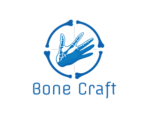 Blue Hand Bone Target logo design