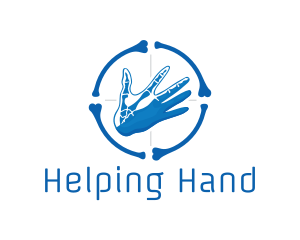 Blue Hand Bone Target logo design