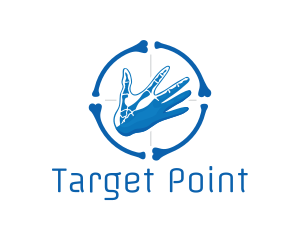 Blue Hand Bone Target logo design