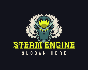 Cyborg Robot Steam logo design