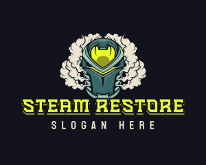 Cyborg Robot Steam logo design