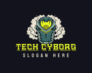 Cyborg Robot Steam logo design