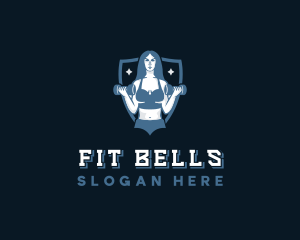 Strong Woman Dumbbell logo design