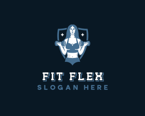 Strong Woman Dumbbell logo design