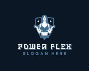 Strong Woman Dumbbell logo design