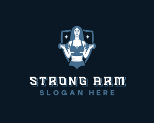 Strong Woman Dumbbell logo design