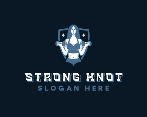 Strong Woman Dumbbell logo design