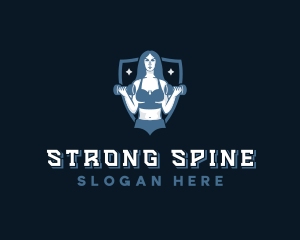 Strong Woman Dumbbell logo design