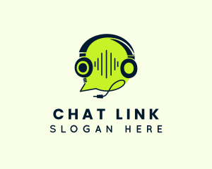 Sound Headphones Chat logo design