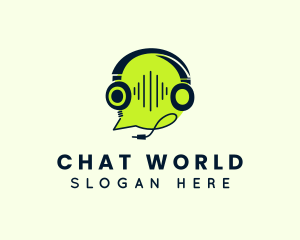 Sound Headphones Chat logo design