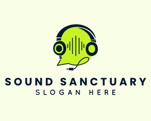 Sound Headphones Chat logo design