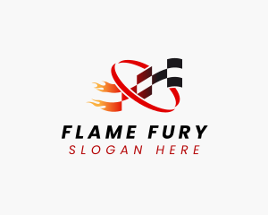 Racing Flag Flame logo design