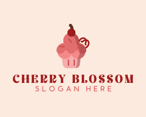 Cherry Cupcake Dessert logo design