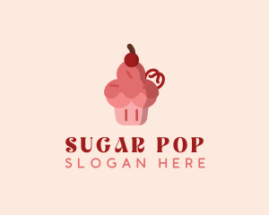 Cherry Cupcake Dessert logo design