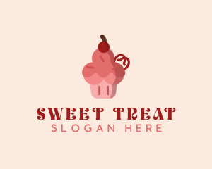 Cherry Cupcake Dessert logo design