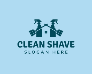 Home Cleaning Broom Spray logo design