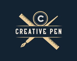 Calligraphy Pen Ruler logo design