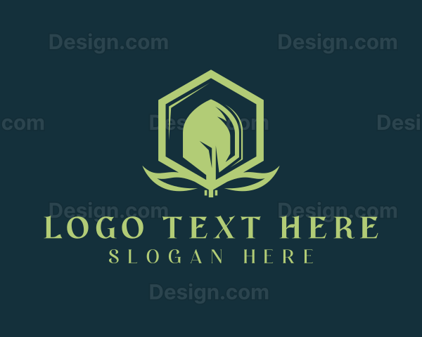 Landscaping Shovel Hexagon Logo