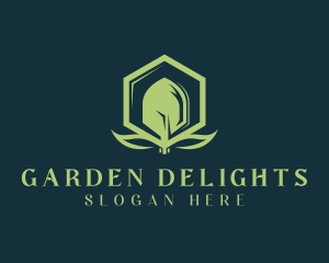 Landscaping Shovel Hexagon logo design