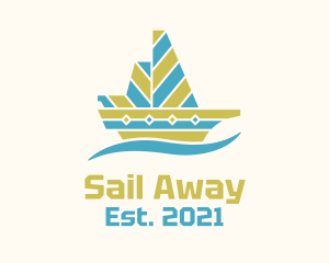 Stripes Sail Boat logo design