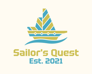 Stripes Sail Boat logo design