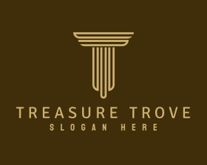 Ancient Column Letter T logo design