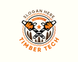 Logging Lumberjack Chainsaw logo design