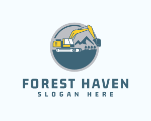 Forest Mining Excavator logo design