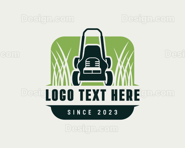 Lawn Mower Grass Landscaping Logo