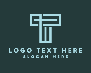 Beam Column Brick Maze Letter T Logo