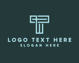 Beam Column Brick Maze Letter T logo