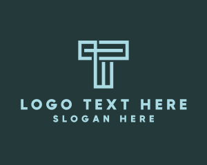 Beam Column Brick Maze Letter T Logo