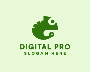 Green Digital Chameleon logo design