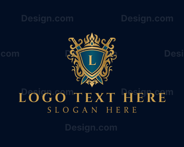 Elegant Knight Sword Shield Logo