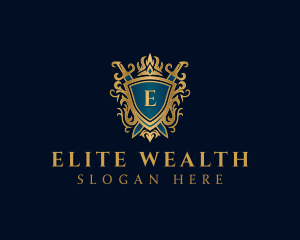 Elegant Knight Sword Shield logo design