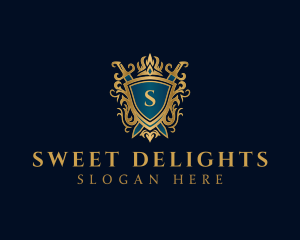 Elegant Knight Sword Shield logo