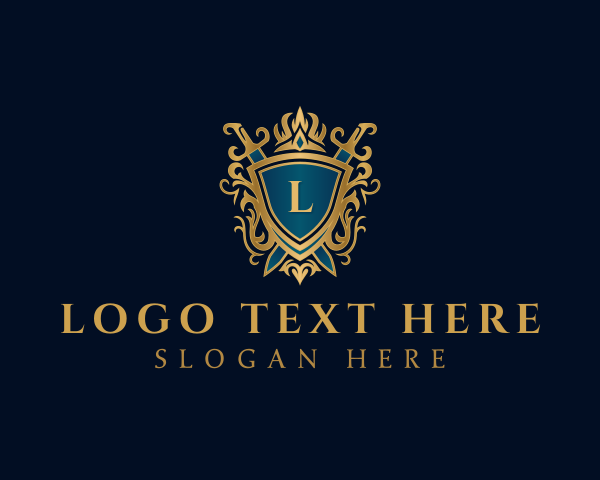 Elegant Knight Sword Shield logo