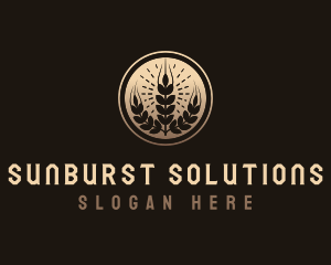 Round Beer Malt Sunburst logo design