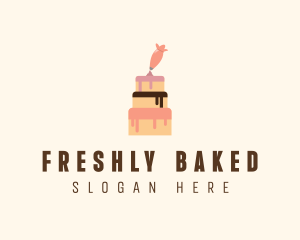 Pink Cake Frosting Bakery logo design