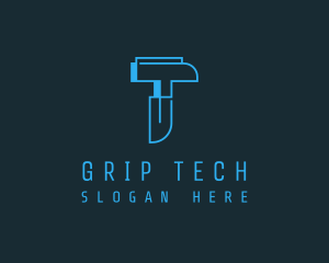 Abstract Tech Letter T logo design