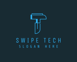 Abstract Tech Letter T logo design