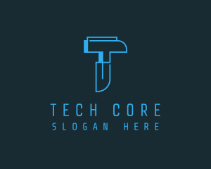 Abstract Tech Letter T logo design