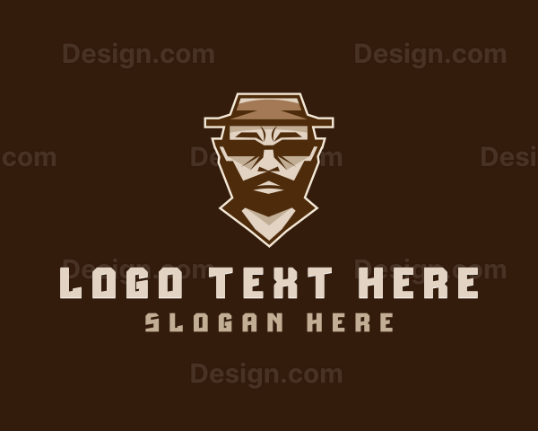 Hipster Man Hat Logo